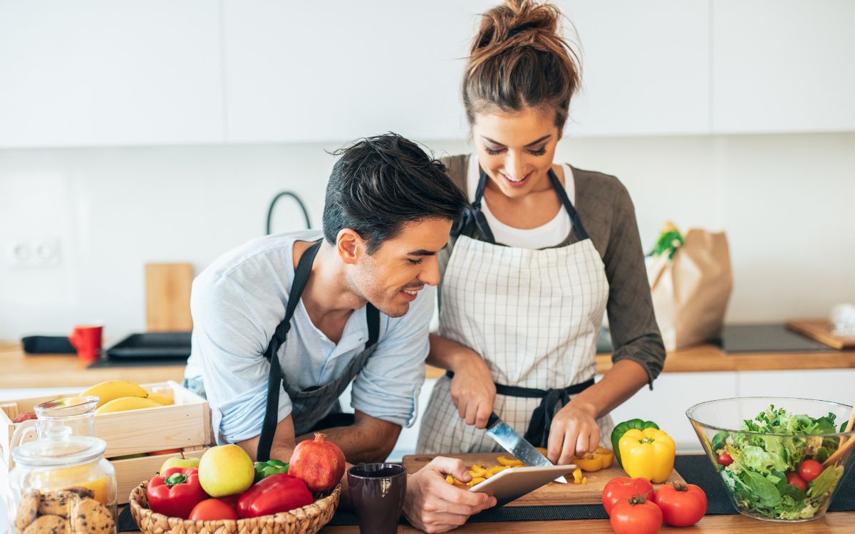 Happy couple healthy hair